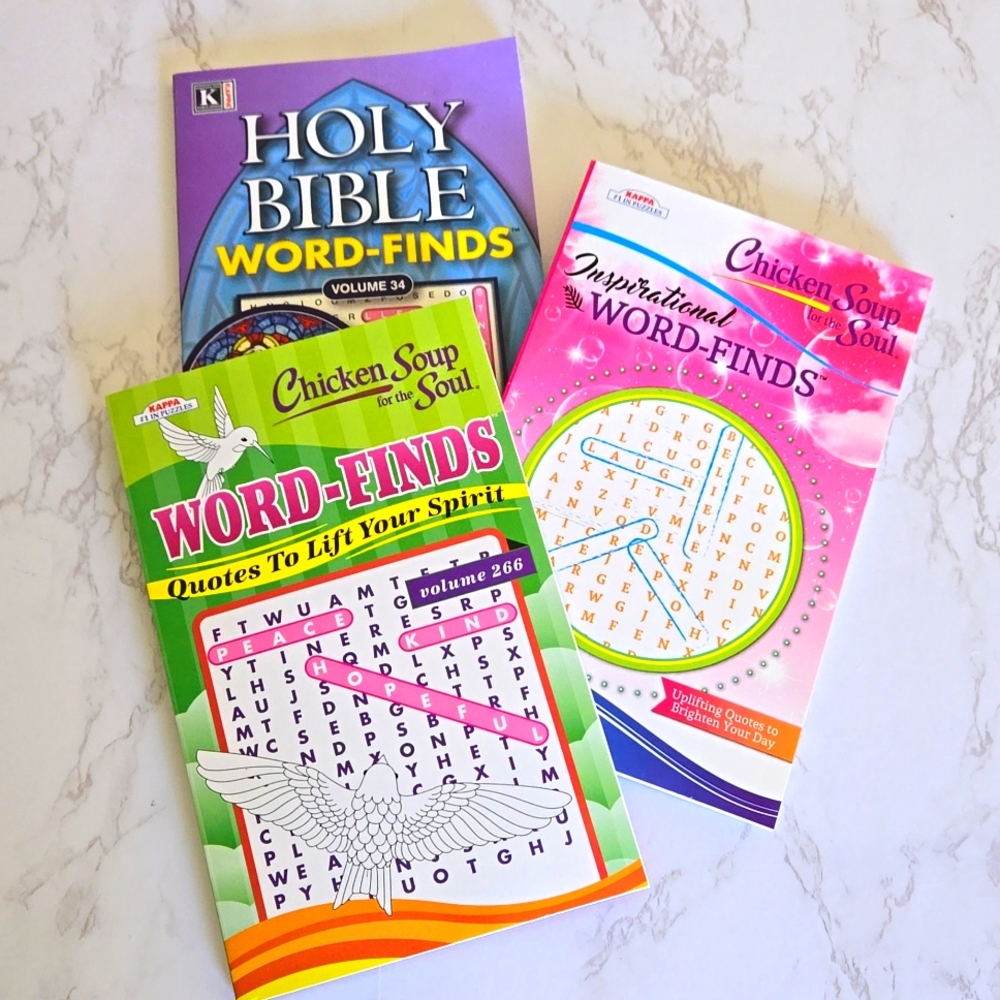 Word Search Word Hunt Puzzle Books Inspirational Set of 3 New